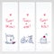 Romantic set of three doodle vertical banners