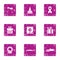 Romantic setting icons set, grunge style