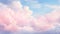 Romantic Sky with Fluffy Pink Clouds on Tranquil Blue, Evoking Serenity and Dreamlike Wonde. Generative Ai