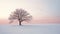 Romantic Snowy Landscape: Lone Tree In Pink And Bronze