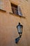 Romantic streets of Prague and typical street lamp