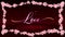Romantic Stylish Love Text Inside Red Cherry Blossoms Sakura Flowers Glitter Art Border Frame With Dark Shiny Falling Flowers