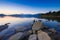 Romantic sunrise at Campotosto lake in Abruzzo