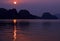 Romantic sunrise over Halong Bay Vietnam 