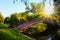 Romantic sunset moment on bridge in Park