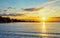Romantic sunset on Onega Lake and Nature of Karelia, Kizhi, Russia