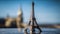 Romantic sunset over famous Eiffel Tower monument generated by AI