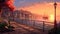 Romantic Sunset In Seaside Scenery - Illustration In Vancouver School Style