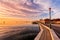 Romantic sunset on the Venice lagoon. Island of Pellestrina.