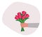 Romantic surprise. Tulip flower bouquet