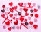 Romantic symbols of hearts and candy Valentine`s Day