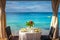 Romantic table for two and Beach with gazebo at sunset, Montego Bay, Jamaica