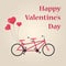 Romantic tandem bicycle with balloons.