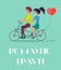 Romantic Travel vector Couple Riding on Twin Bike