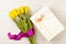 Romantic tulip bouquet and gift box