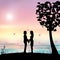 Romantic under the tree, Vector illustrations