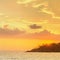 Romantic untouched tropical beach on sunset