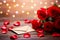 Romantic Valentine Day Roses and Love Letter