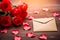 Romantic Valentine Day Roses and Love Letter