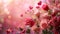 Romantic Valentine's Day background with hearts and pink and red roses on a soft pink gradient, conveying love and