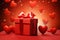 Romantic Valentine’s Gift - Red Box with Bow Amidst Glowing Hearts