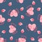 Romantic valentine seamless pattern with hearts. Groovy hippie aesthetic print for fabric, paper, T-shirt.