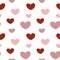 Romantic valentine texture with pink and red heart seamless pattern background