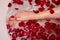 Romantic Valentines day bath with rose petails, home spa, luxury self care