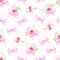 Romantic vector seamless print with cute satin bows, rose flower