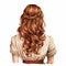 Romantic Victorian-inspired Red Haired Woman Hairstyle Illustration