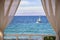 A romantic view of sailboat sailing along the Atlantic ocean