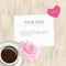 Romantic vintage banner heart, rose and coffee