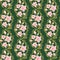 Romantic vintage wallpaper seamless pattern with pink cherry blossom on dark green background with leaves. Sakura flower