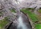 Romantic walkways under pink cherry blossoms  Sakura Namiki  along a small river bank in Fukiage City, Konosu, Saitama, Japan