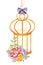 Romantic watercolor Birdcage with peony,rose,leaves,flowers,branches and bows