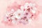 Romantic watercolor of delicate cherry blossoms against a blush pink background, love-themed designs. Generative AI