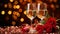 Romantic wedding celebration love, champagne, wine, candle, decoration, background generated by AI generated by AI