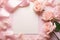 Romantic Wedding Mockup with Square Paper Card, Pink Roses, and Silk Ribbons AI Generated