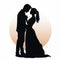 Romantic Wedding Silhouette With Bride And Groom Kissing