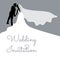 Romantic wedding silhouettes with text on grey.