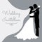 Romantic wedding silhouettes with text on grey.