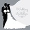 Romantic wedding silhouettes with text on grey.