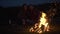 Romantic Weekend. Couple In Love Near Bonfire In Nature