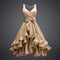 Romantic Whirly Beige Dress - Hyper Realistic Zbrush Style