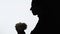 romantic woman silhouette portrait smell love