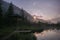 Romantic  and wonderful view of Zelenci lake in Slovenia at sunrise