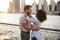 Romantic Young Couple With Manhattan Skyline In Background