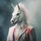 Romanticism Minimalism: Surreal Portraiture Of A Suit-wearing Unicorn