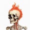 Romanticism Skeleton Art: Burning Flames And Caricature-like Illustration