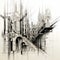 Romanticism Vector: Detailed Architectural Drawing With Contemporary Gothic Style